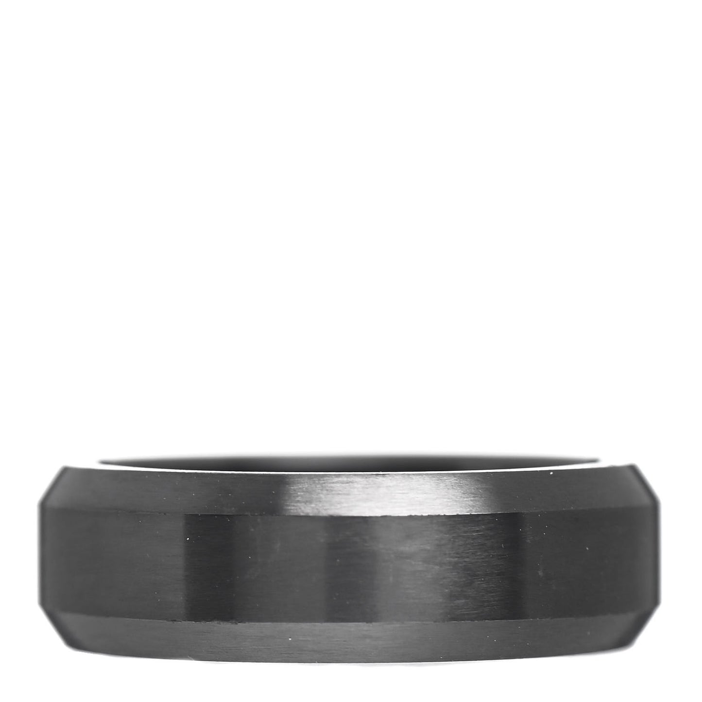 Black Titanium 6mm Beveled Band Ring 54 6.75