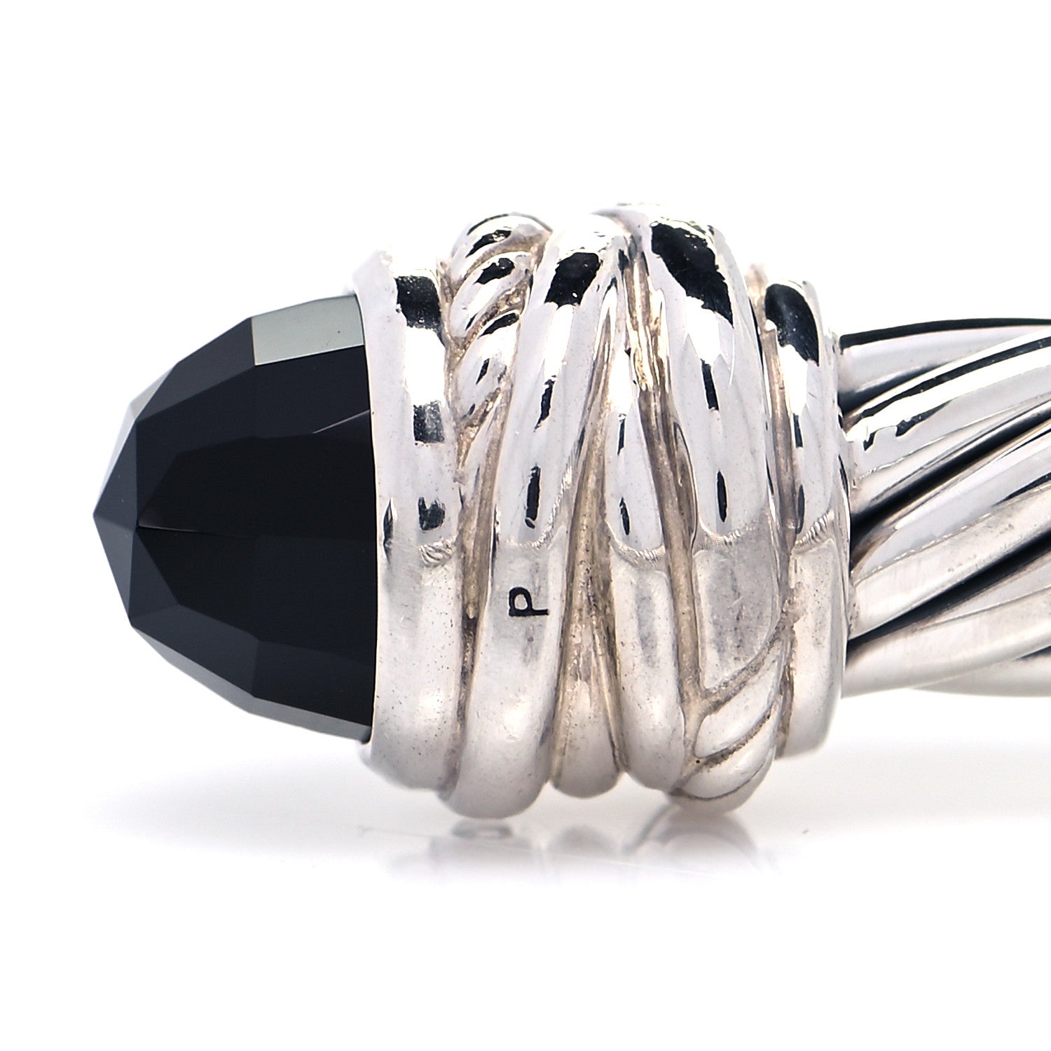 David Yurman Sterling Silver Diamond Black Onyx 7mm Cable Classics Crossover Bracelet 5 of 6