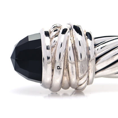 David Yurman Sterling Silver Diamond Black Onyx 7mm Cable Classics Crossover Bracelet 5 of 6