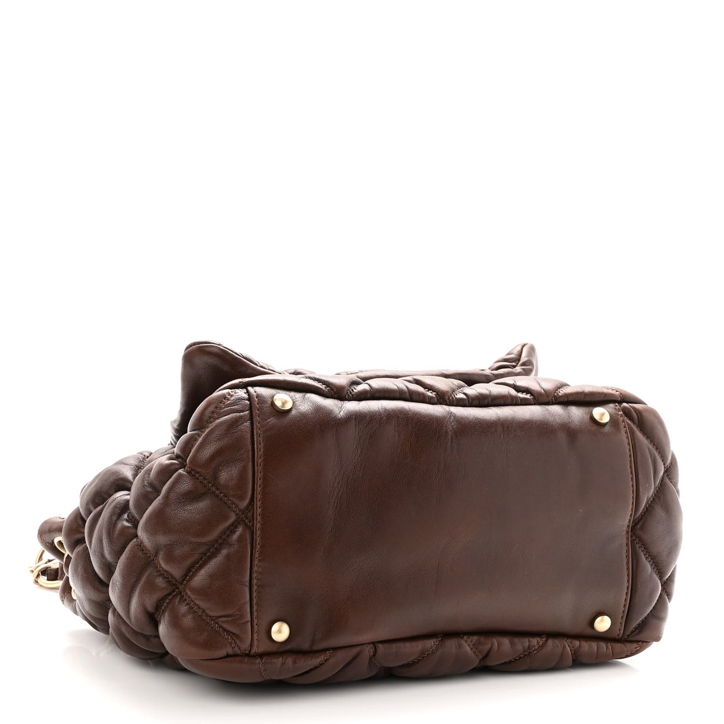 Lambskin Bubble Quilt Accordion Flap Dark Brown