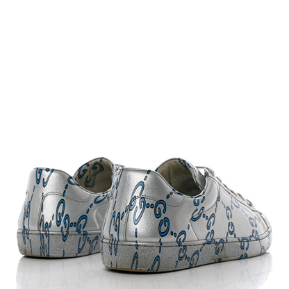 Gucci Miro Rubber Wax GucciGhost Print Mens New Ace Sneakers 10 Silver 4 of 12
