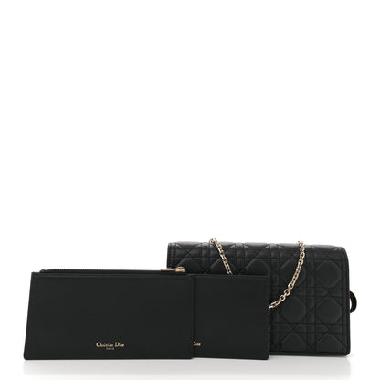 Christian Dior Lambskin Cannage Lady Dior Pouch Black 2 of 10