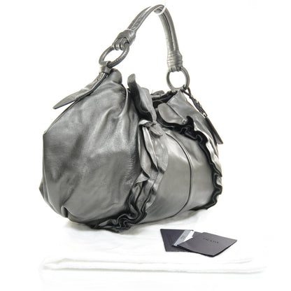 Prada Nappa Ruffle Hobo Silver 3 of 9