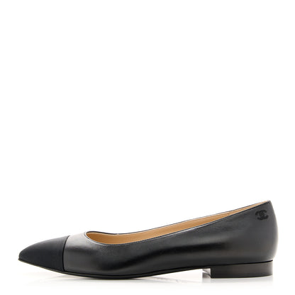 Chanel Lambskin Pointed Toe CC Gabrielle Ballerina Flats 37.5 Black 1 of 12
