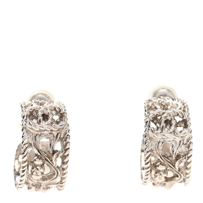 Chanel CC Camellia Hoop Earrings Silver 1 of 4