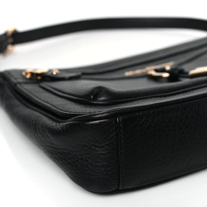 Salvatore Ferragamo Grained Calfskin Gancio Shoulder Bag Black 7 of 8