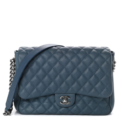 Chanel Caviar Quilted Medium Rock In Rome Single Flap Blue 1 of 10