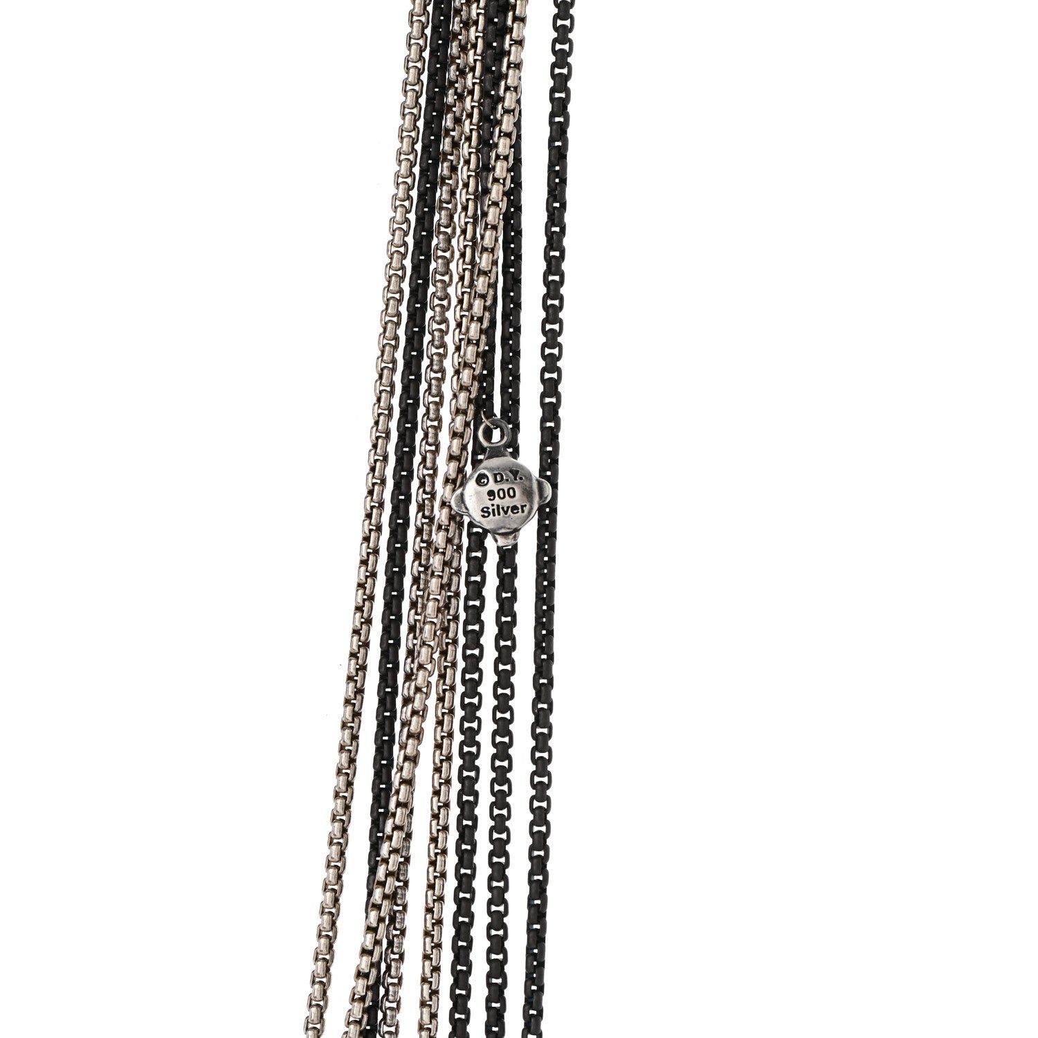 David Yurman Sterling Silver Diamond Rock Crystal Quatrefoil Ball Multi Strand Necklace 5 of 5