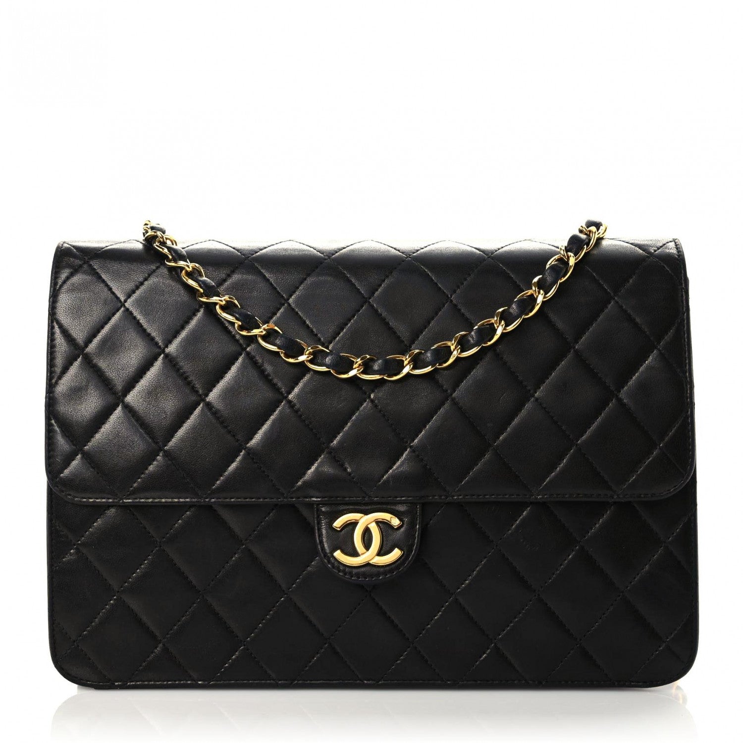 Chanel Lambskin Quilted Medium Single Flap Black 1 of 20