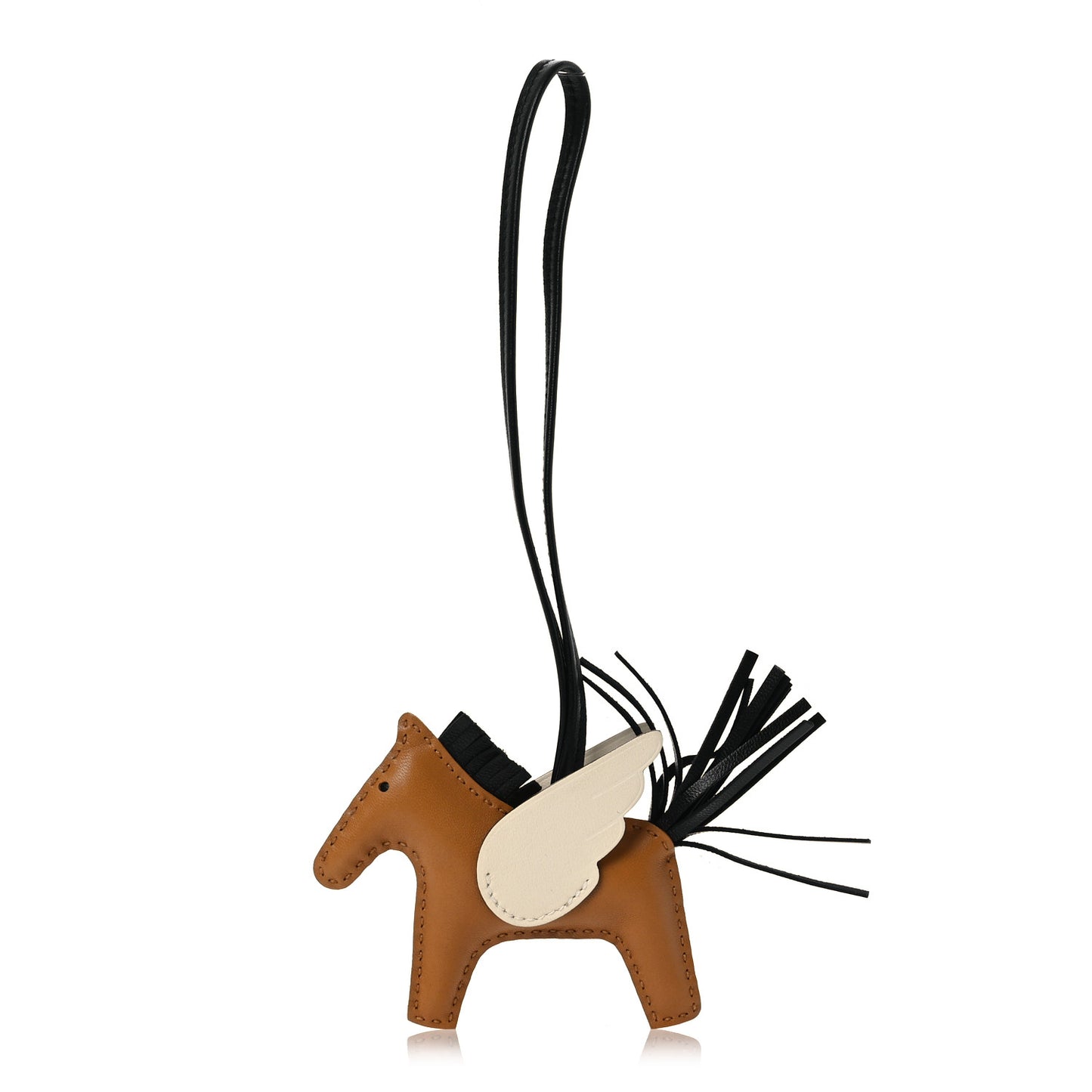 Milo Lambskin Grigri Rodeo Pegase Horse Bag Charm PM Sesame Black Nata