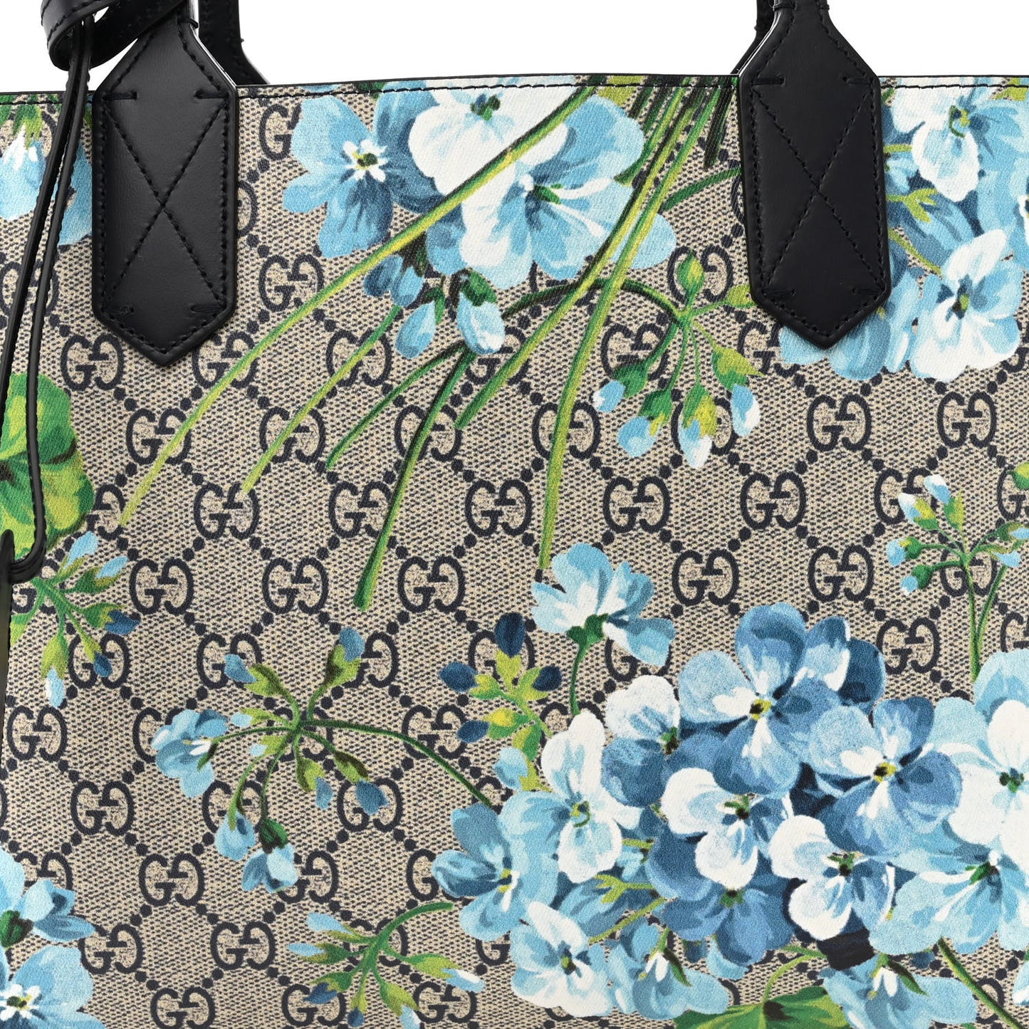 GG Supreme Monogram Blooms Small Reversible Tote Beige Blue Navy