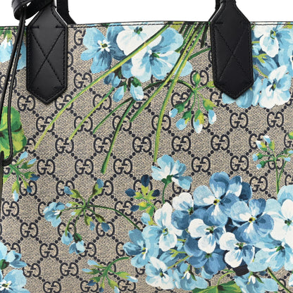 Gucci GG Supreme Monogram Blooms Small Reversible Tote Beige Blue Navy 11 of 16