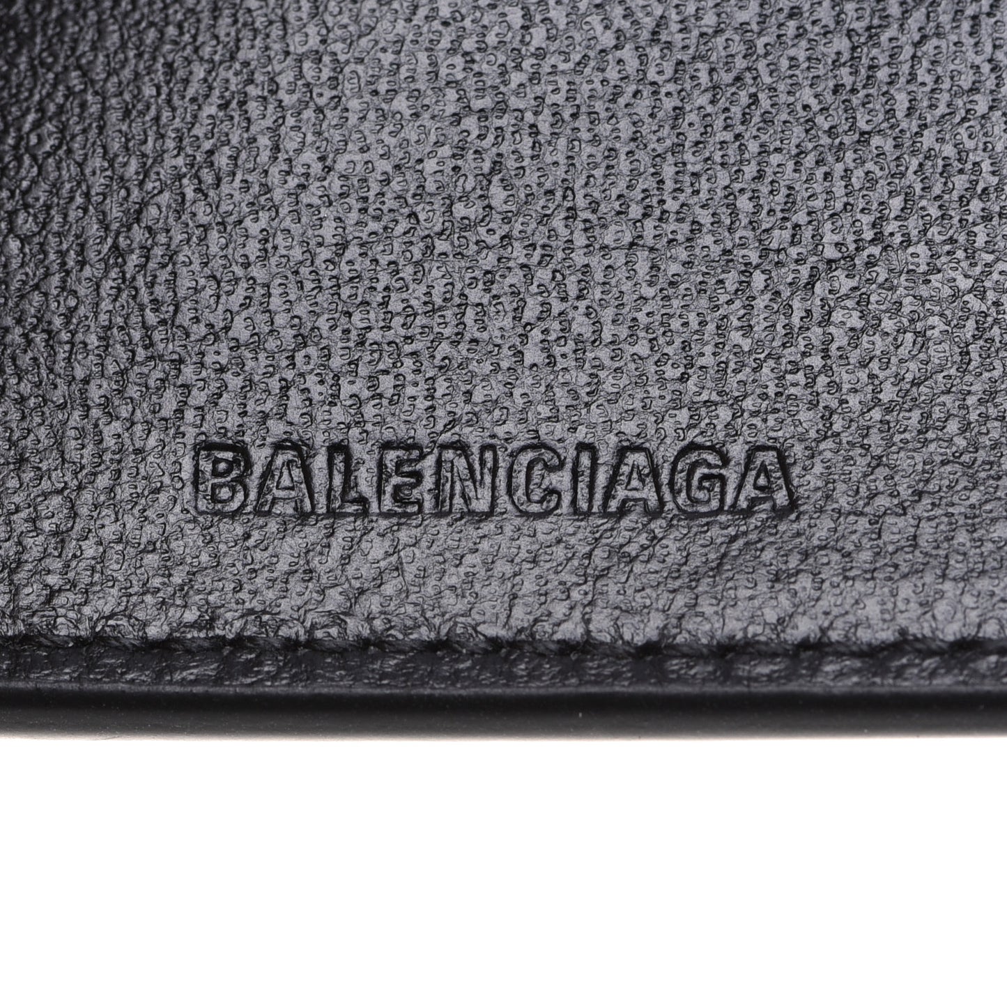 Metallic Textured Calfskin Logo Mini Cash Wallet Black