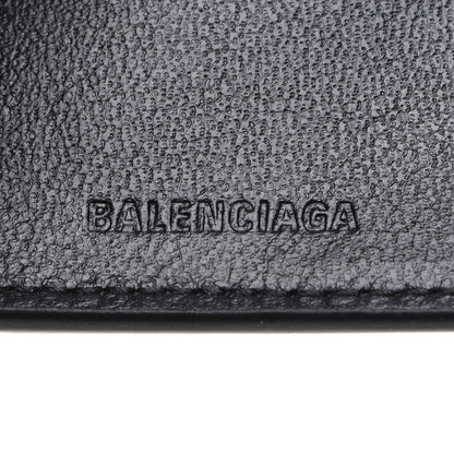 Balenciaga Metallic Textured Calfskin Logo Mini Cash Wallet Black 7 of 8