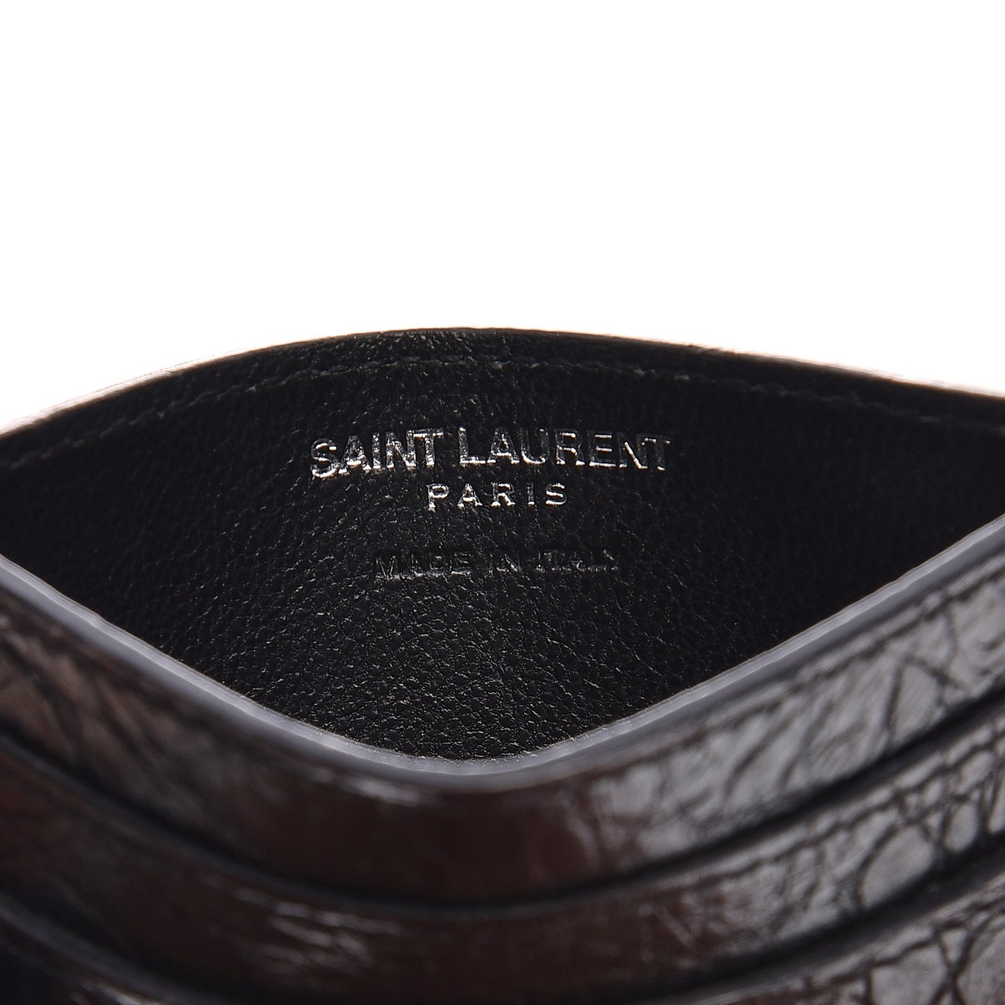 Calfskin Crocodile Embossed Monogram Credit Card Case Black