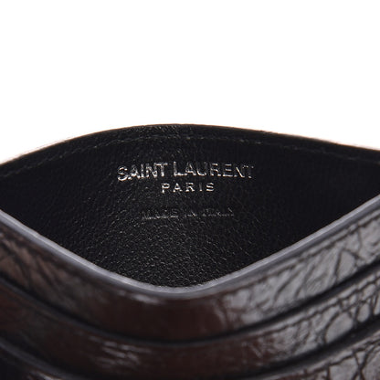 Saint Laurent Calfskin Crocodile Embossed Monogram Credit Card Case Black 6 of 8