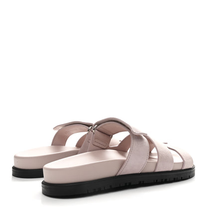 Hermes Suede Goatskin Womens Chypre Sandals 36 Rose Porcelaine 5 of 10