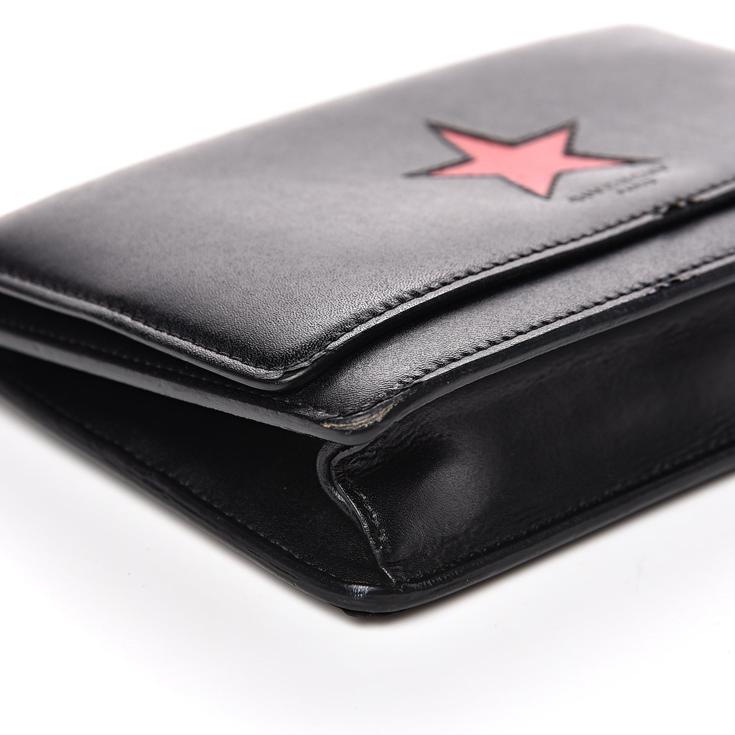 Calfskin Star Pandora Chain Wallet Black