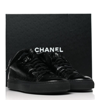 Chanel Crumpled Calfskin Womens CC Bow Sneakers 35.5 Black 10 of 10