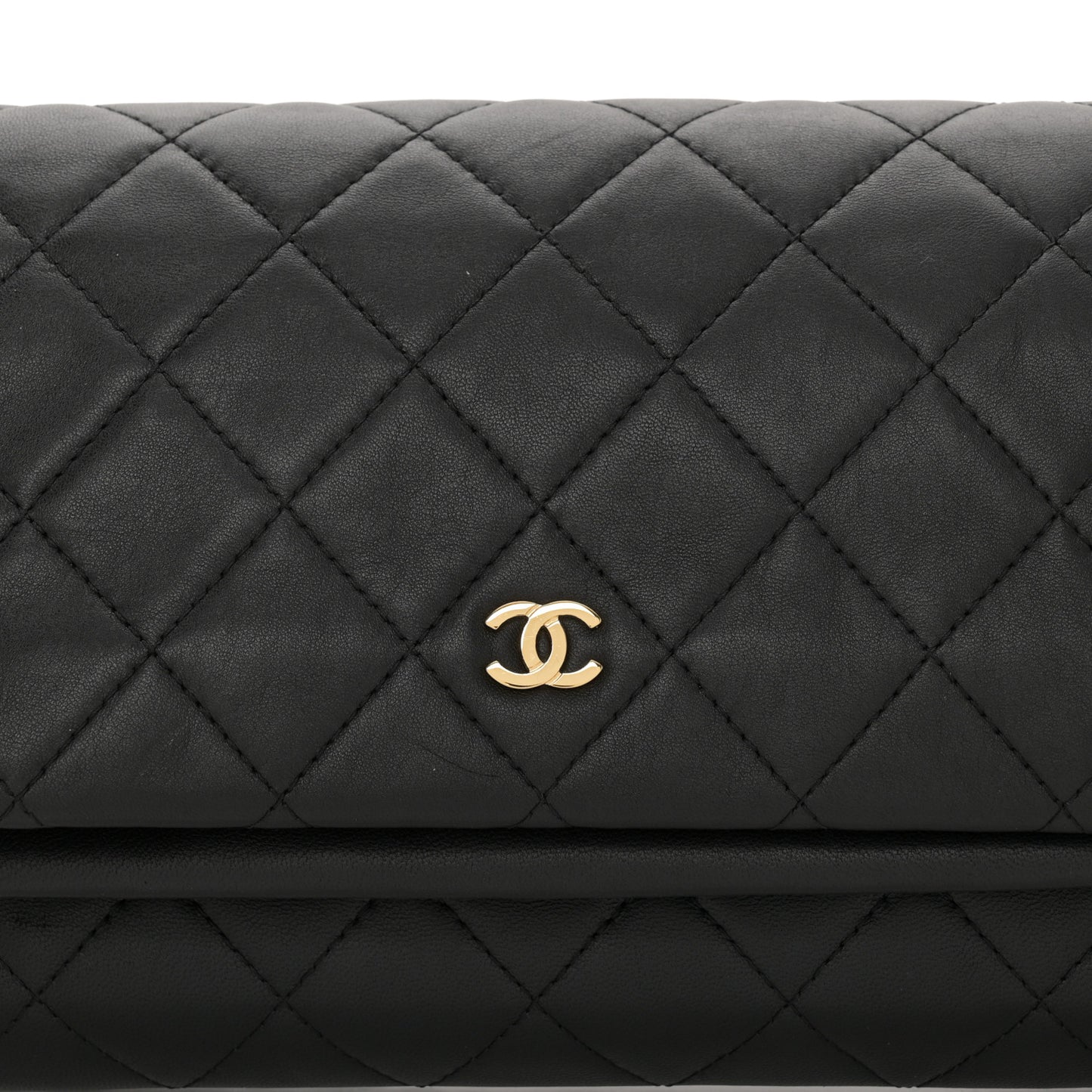 Lambskin Quilted CC Beauty Clutch Black