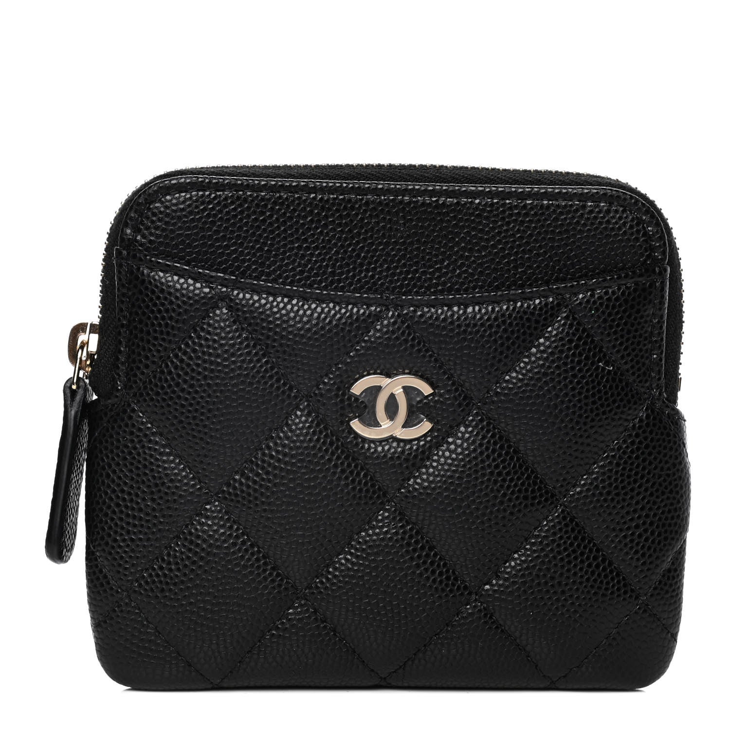 Chanel Caviar Quilted Zip Card Holder Wallet Black 1 of 10