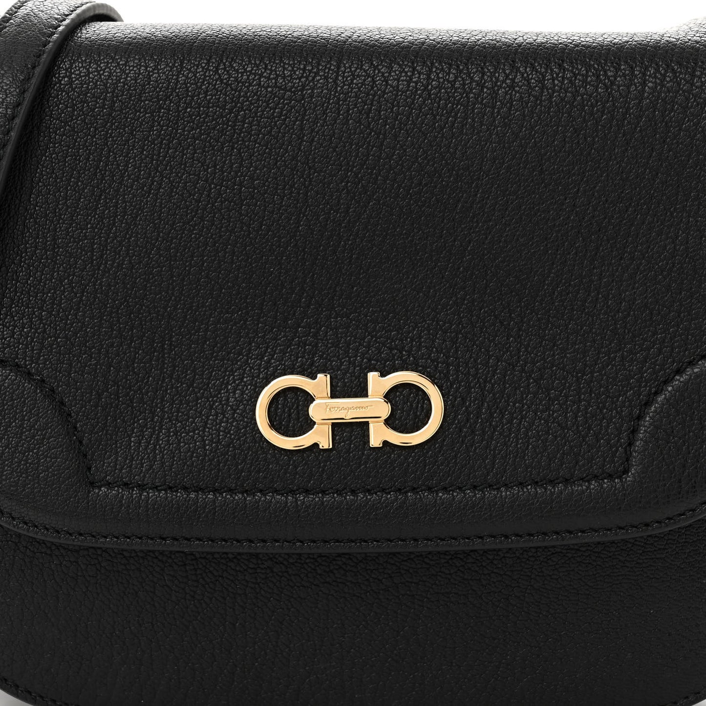 Grained Calfskin Small Greta Shoulder Bag Black