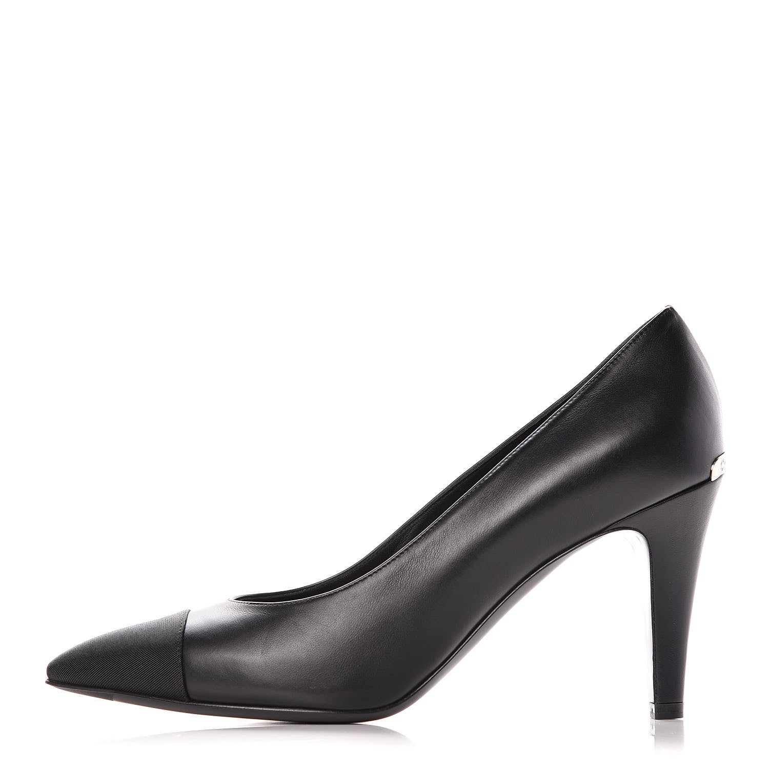 Chanel Lambskin Grosgrain Cap Toe Pumps 38 Black 1 of 10