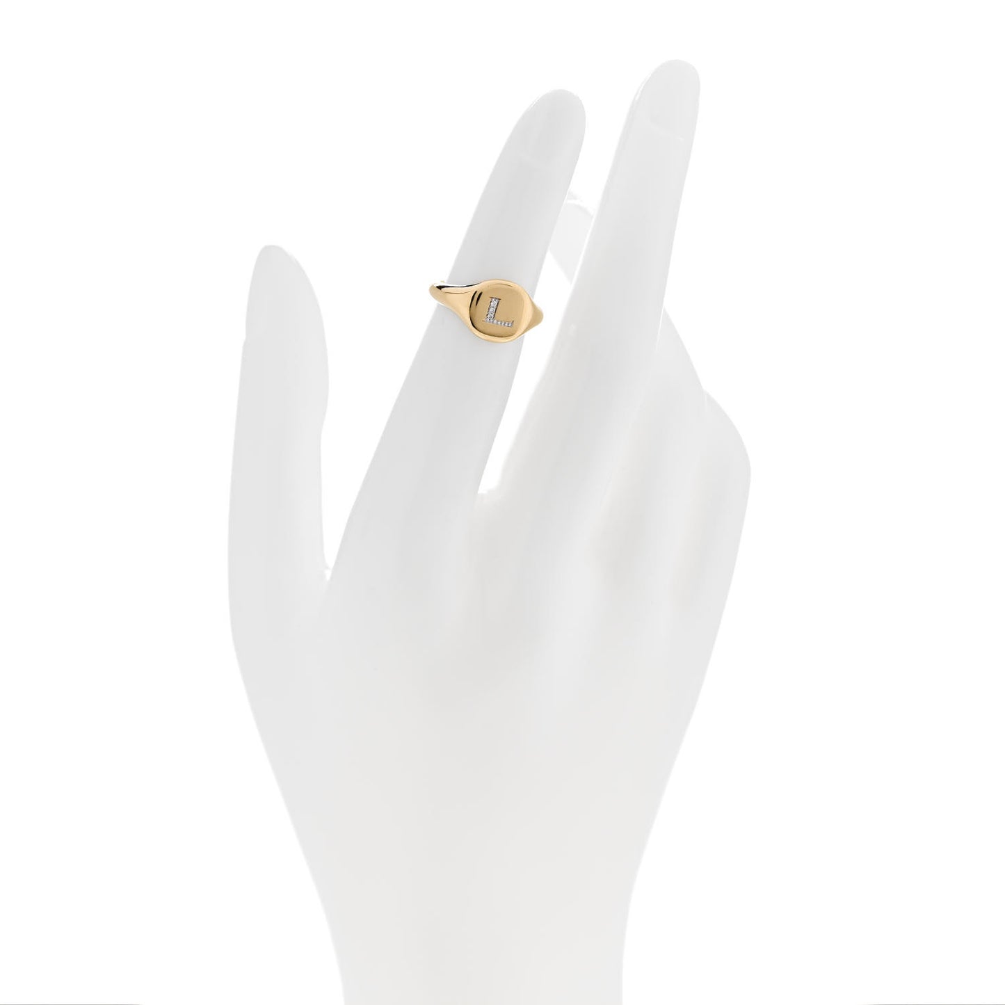 18K Yellow Gold Diamond Initial L Pinky Ring 45 3.5
