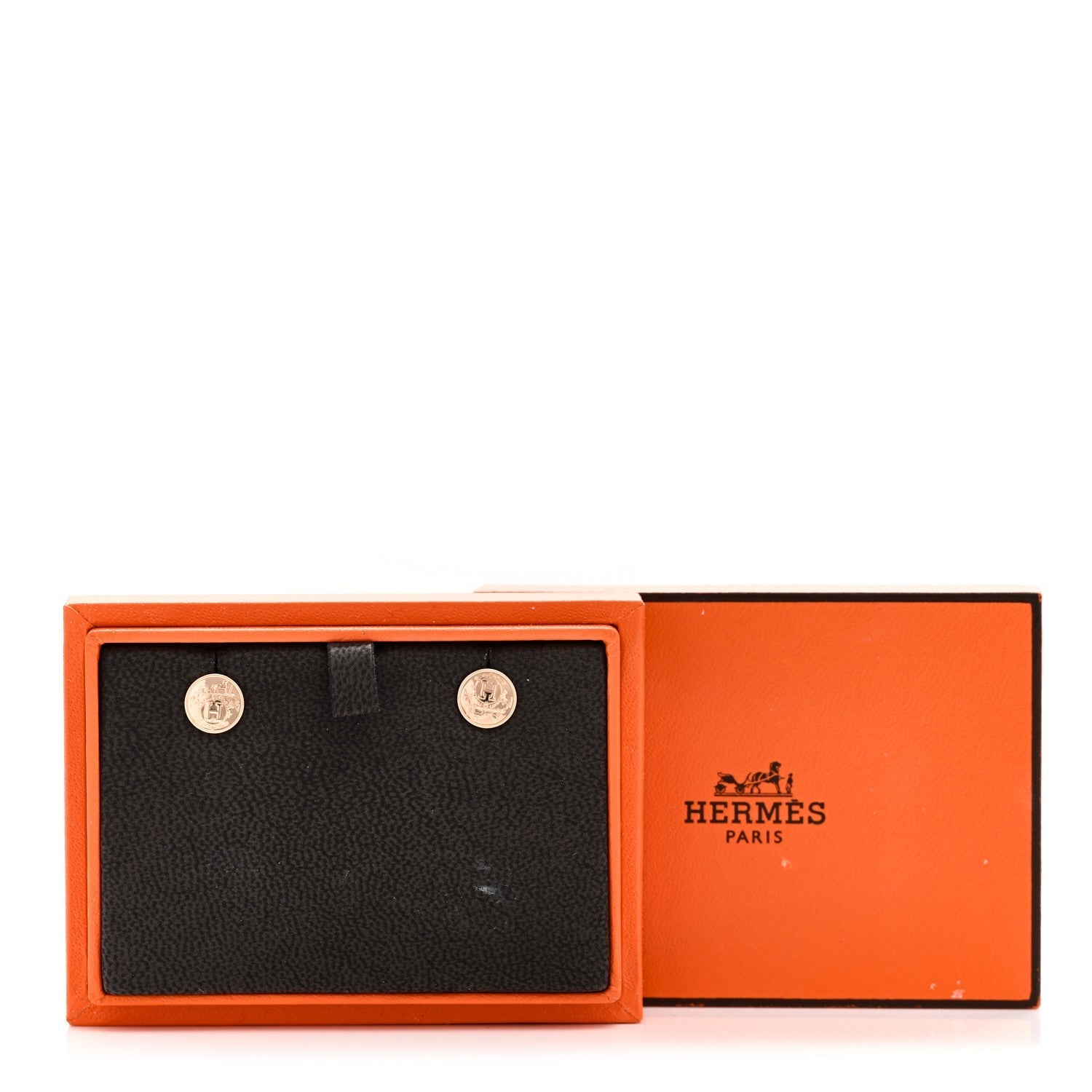 Hermes 18K Rose Gold TPM Ex-Libris Stud Earrings 4 of 4