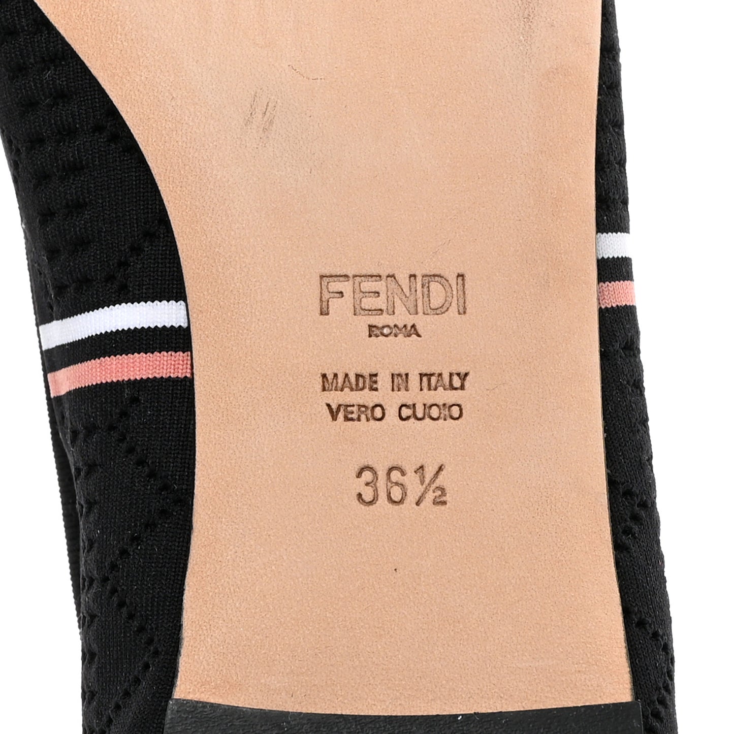 Technical Knit Logo Ballet Flats 36.5 Black White