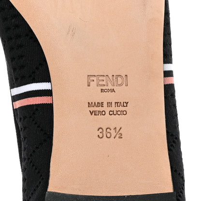 Fendi Technical Knit Logo Ballet Flats 36.5 Black White 7 of 8