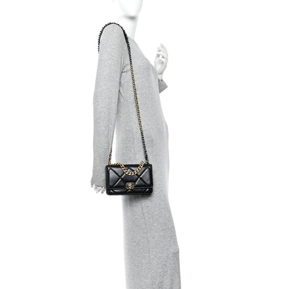 Chanel Lambskin Quilted Chanel 19 Wallet On Chain WOC Black 2 of 12