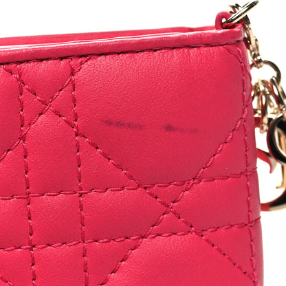 Christian Dior Lambskin Cannage Small Lady Dior Flap Card Holder Fuchsia 10 of 10
