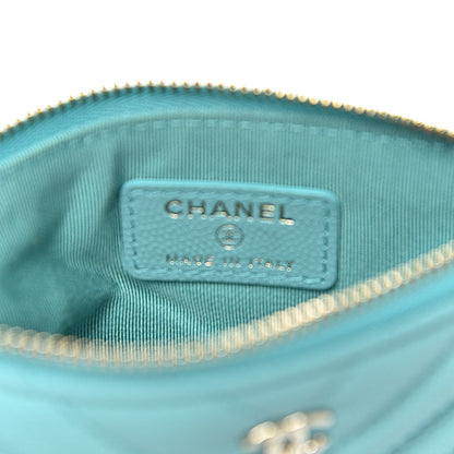 Chanel Caviar Chevron Quilted Small Cosmetic Case Green 6 of 8
