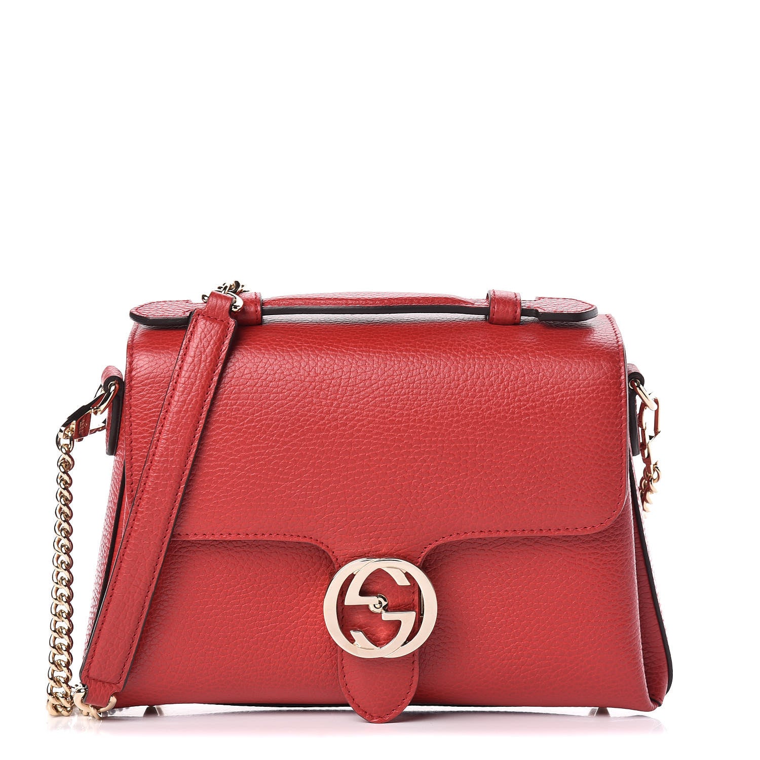 Gucci Dollar Calfskin Interlocking G Top Handle Shoulder Bag Red 1 of 10