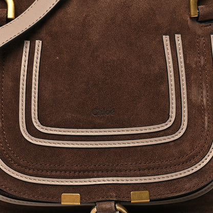 Chloe Suede Calfskin Braided Small Marcie Double Carry Pure Brown 8 of 10