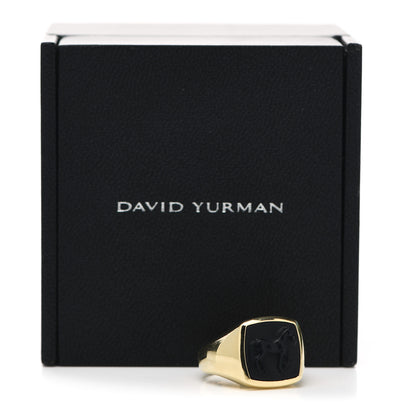 David Yurman 18K Yellow Gold Onyx Petrvs Horse Pinky Ring 57 8 6 of 6