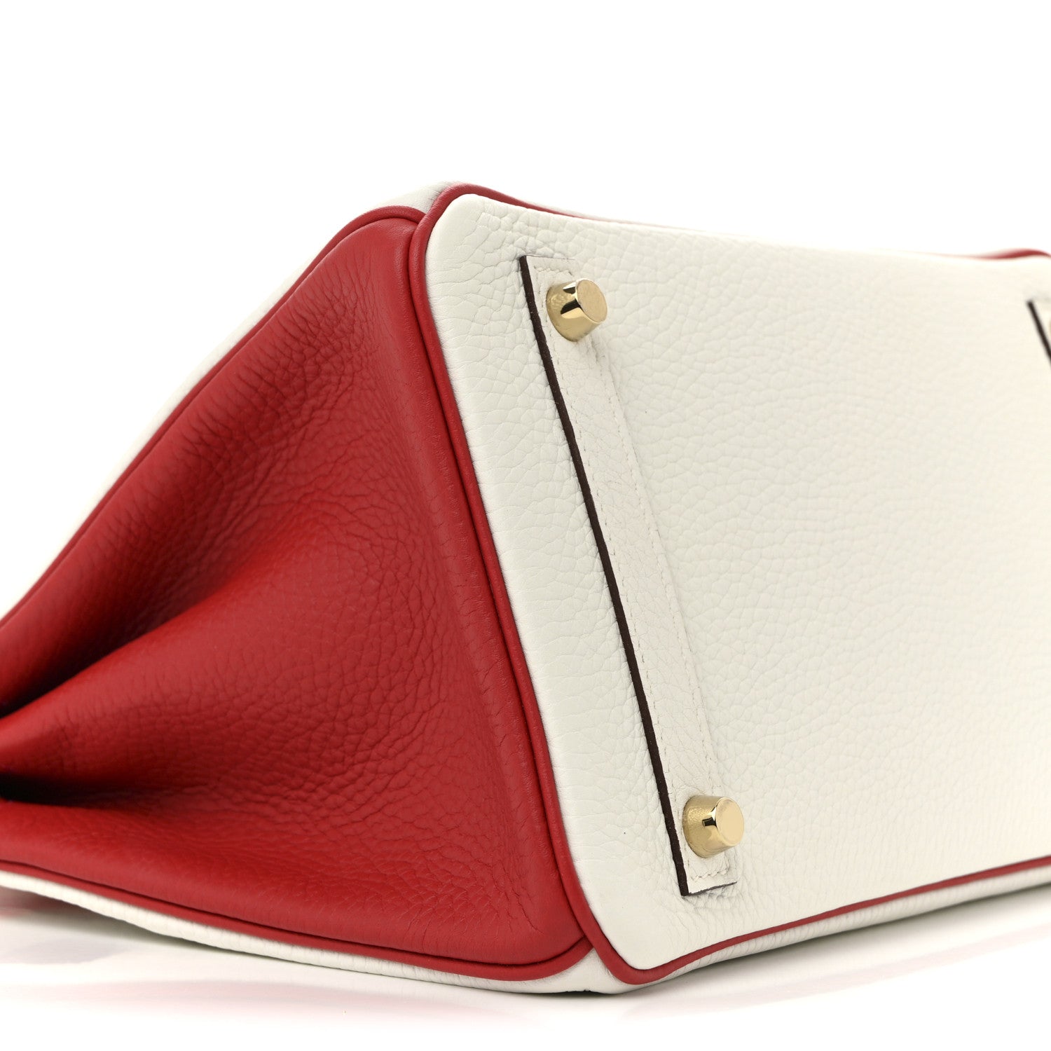 Hermes Taurillon Clemence Horseshoe Birkin 30 White Rouge Casaque 9 of 12