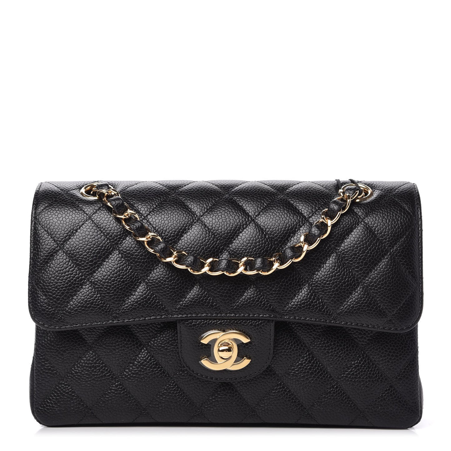 Caviar Quilted Small Double Flap Black