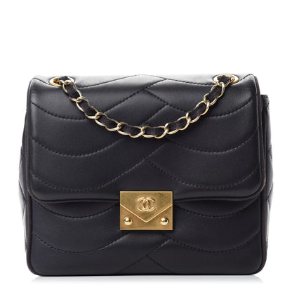 Chanel Lambskin Scallop Quilted Mini Pagoda Square Flap Black 1 of 11
