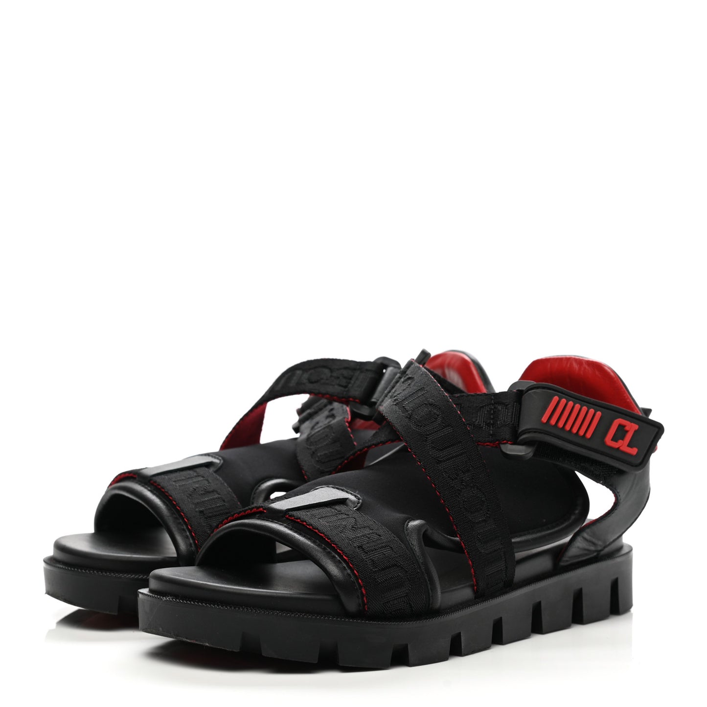 Calfskin Velcrissimo Flat Sandals 35.5 Black