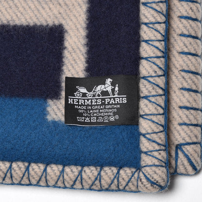 Hermes Wool Cashmere Avalon Bayadere Blanket Marine 4 of 4