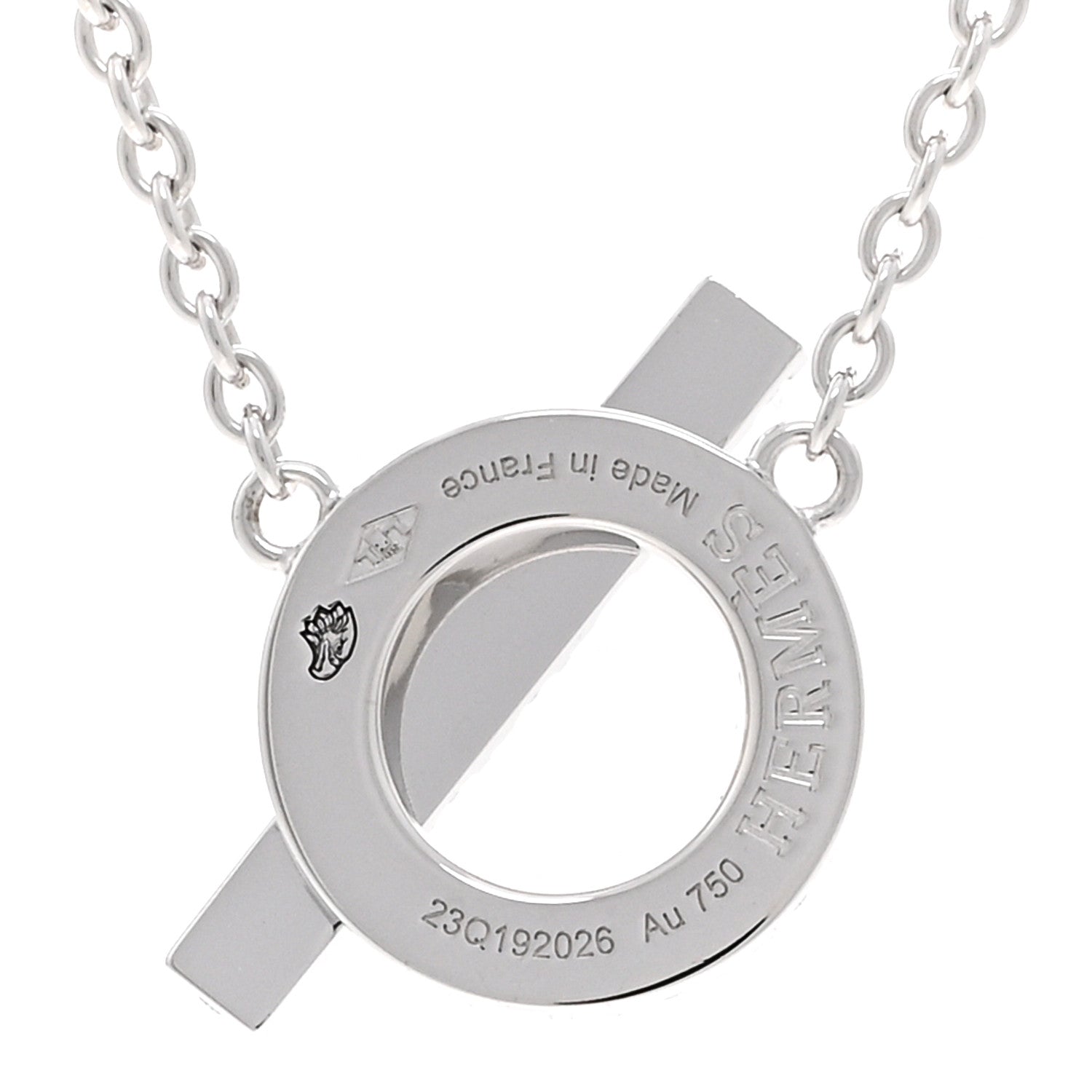 Hermes 18K White Gold Diamond Finesse Pendant Necklace 4 of 5