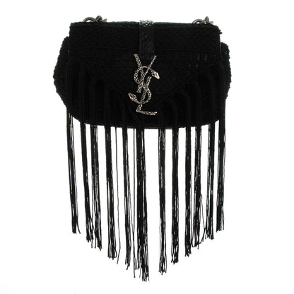Saint Laurent Calfskin Crochet Baby Monogram Chain Satchel Black 1 of 8