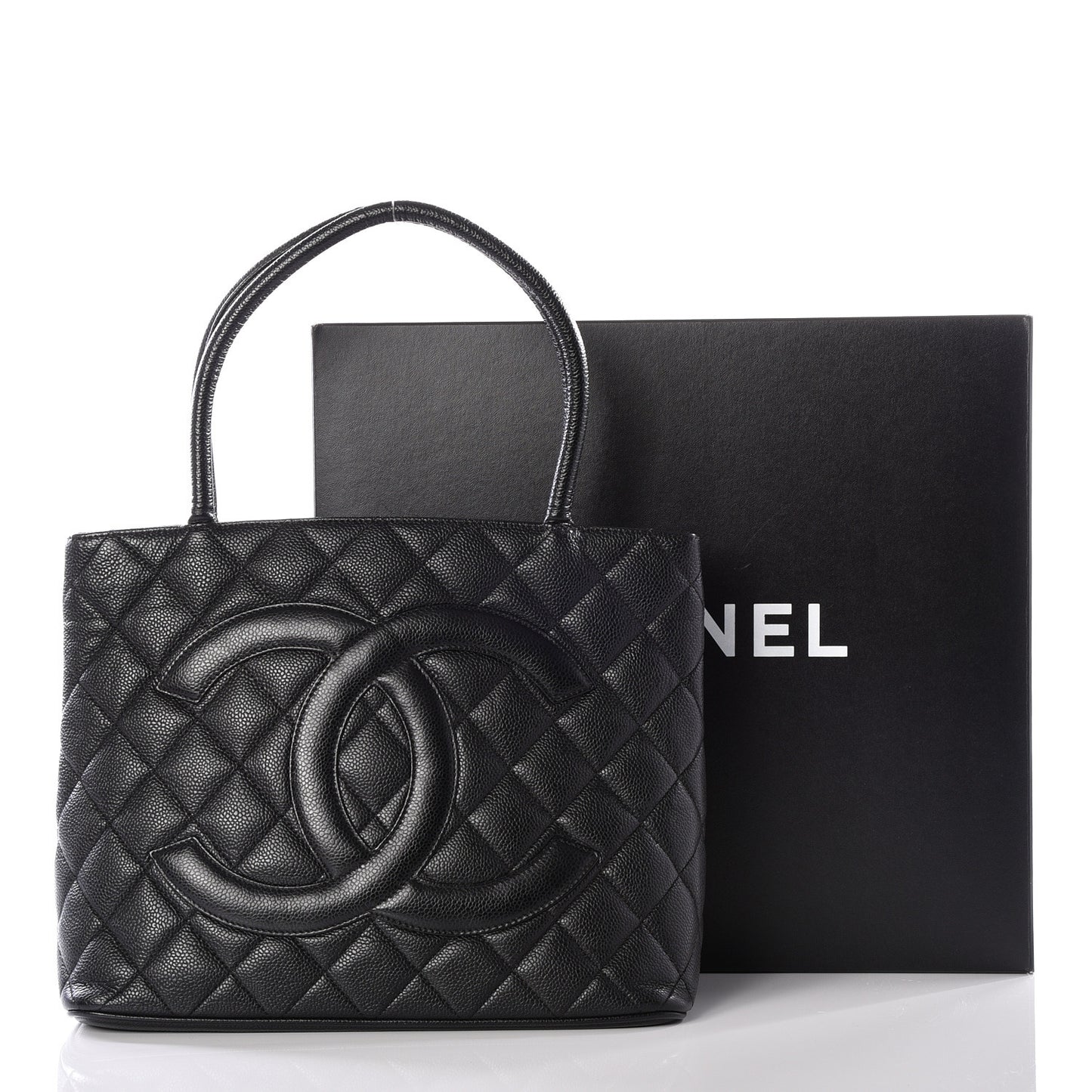 Caviar Quilted Medallion Tote Black
