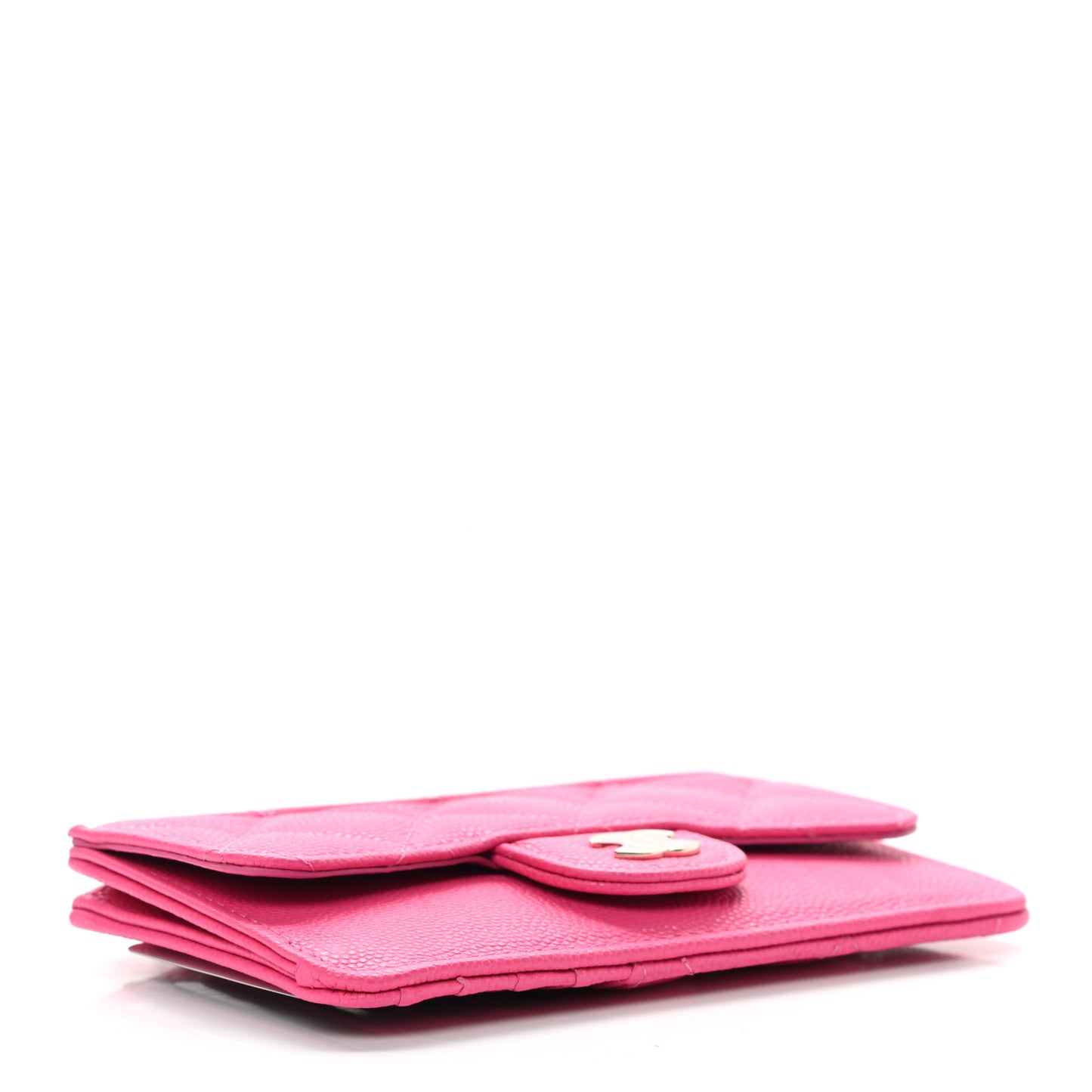 Caviar Quilted Flap Zip Card Holder Dark Pink