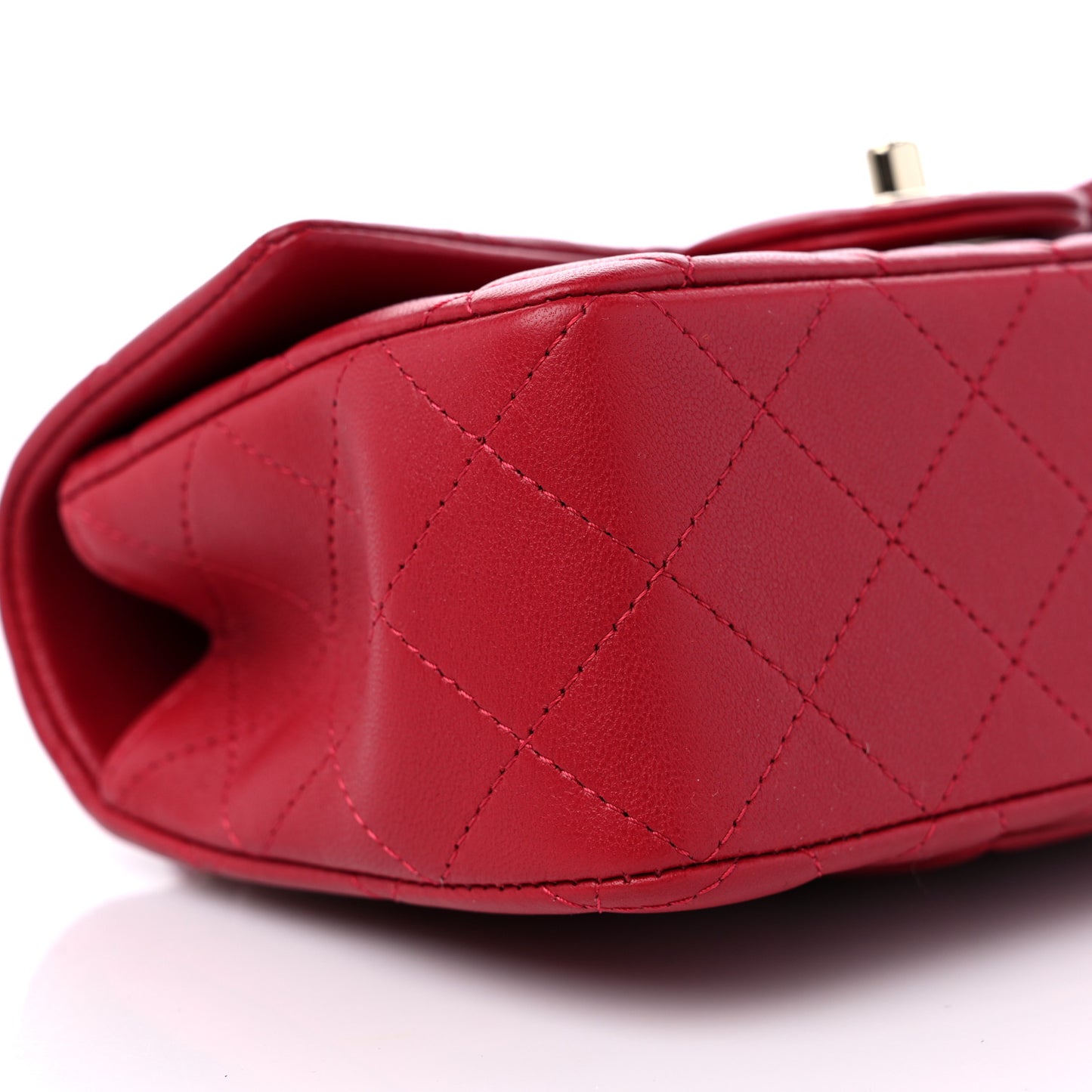 Lambskin Quilted Mini Chain Top Handle Rectangular Flap Red