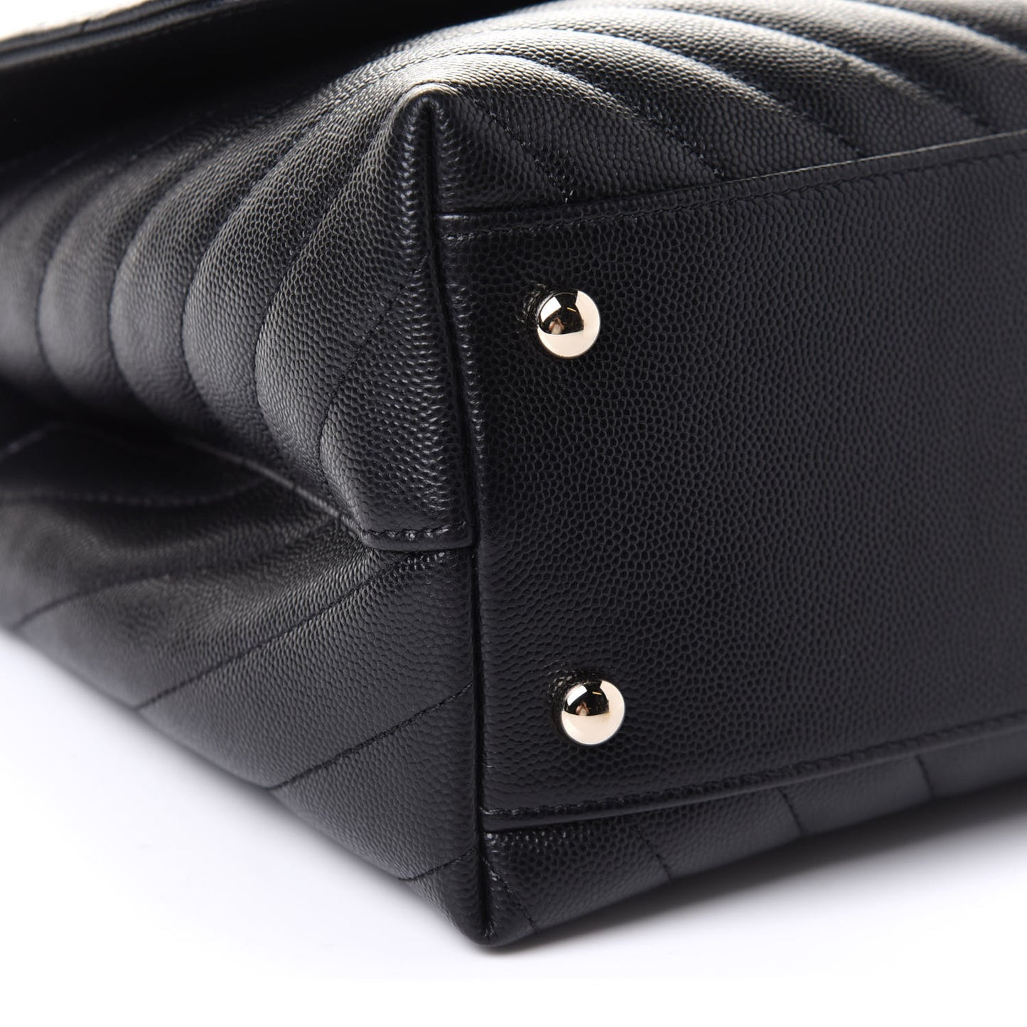 Caviar Lizard Embossed Chevron Quilted Medium Coco Handle Flap Black