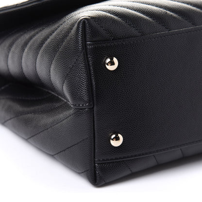 Chanel Caviar Lizard Embossed Chevron Quilted Medium Coco Handle Flap Black 10 of 11