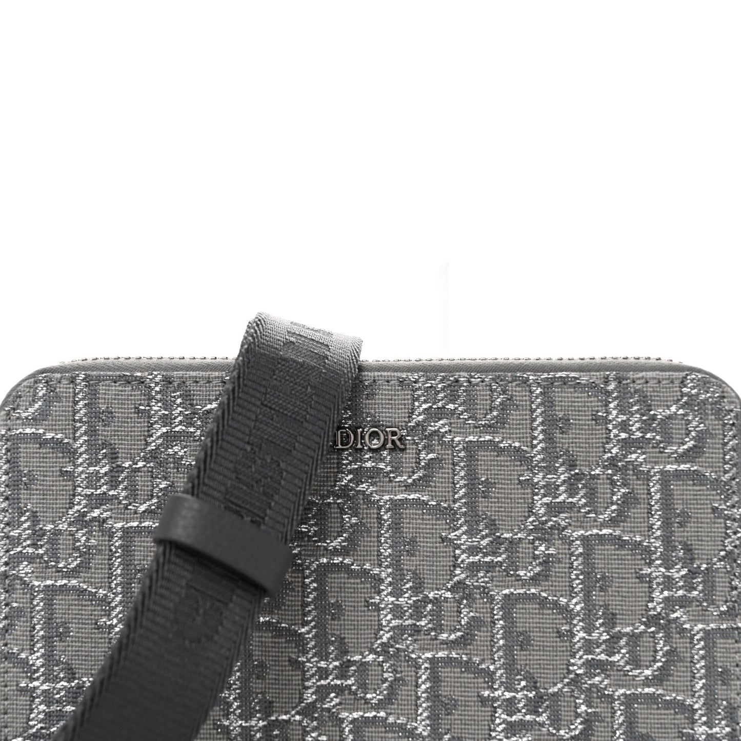 Oblique Zipped Pouch With Strap Pouch Grey